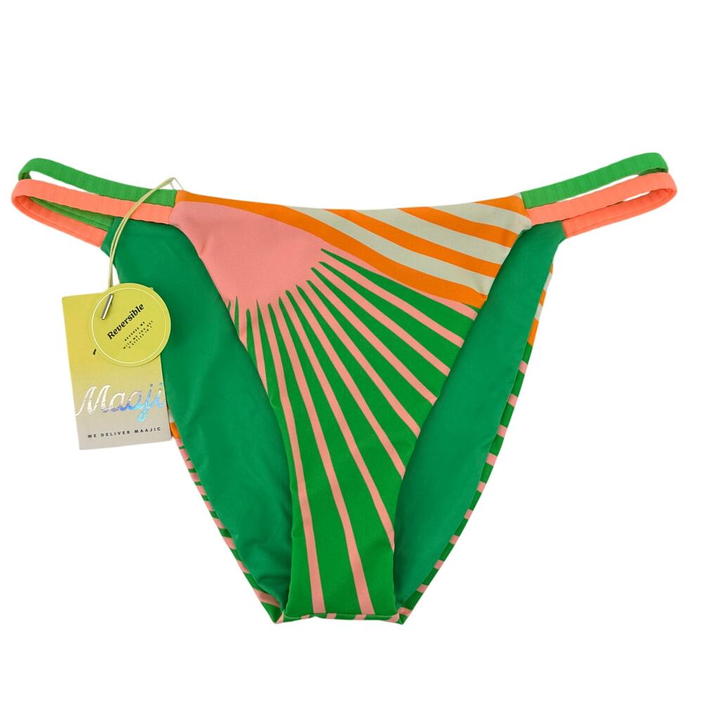 Maaji Sunrise Colada Stellar Reversible Double Tab Side Bikini Bottoms Sz XL